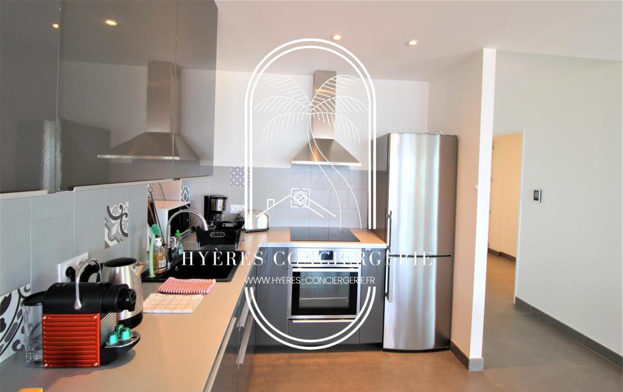 Villa Antoine Appartement Rdj Vue Mer Clim Wifi Parking Plage 50M La Garonne Le Pradet Eksteriør bilde