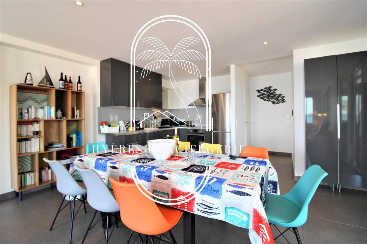Villa Antoine Appartement Rdj Vue Mer Clim Wifi Parking Plage 50M La Garonne Le Pradet Eksteriør bilde
