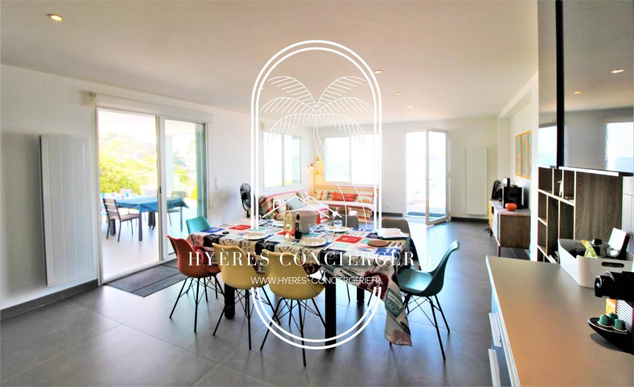 Villa Antoine Appartement Rdj Vue Mer Clim Wifi Parking Plage 50M La Garonne Le Pradet Eksteriør bilde