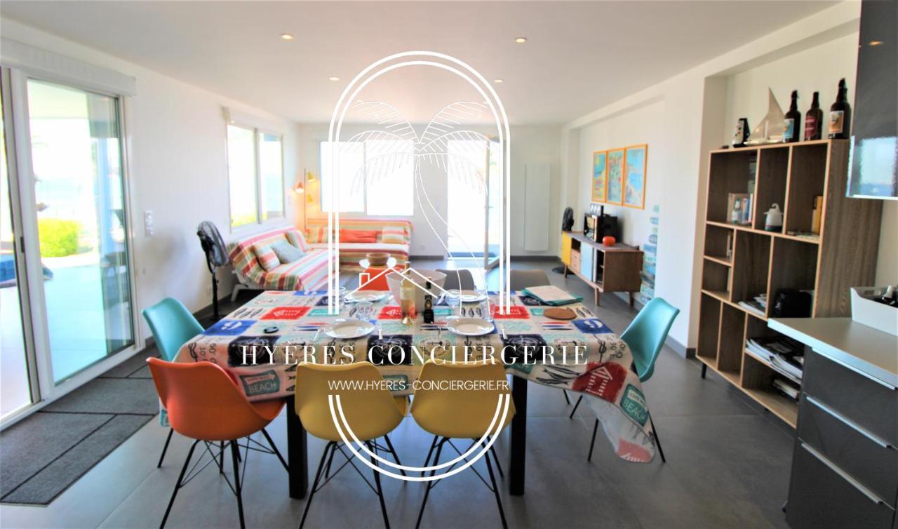 Villa Antoine Appartement Rdj Vue Mer Clim Wifi Parking Plage 50M La Garonne Le Pradet Eksteriør bilde