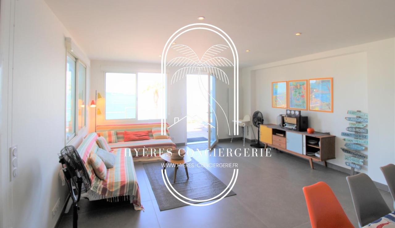 Villa Antoine Appartement Rdj Vue Mer Clim Wifi Parking Plage 50M La Garonne Le Pradet Eksteriør bilde